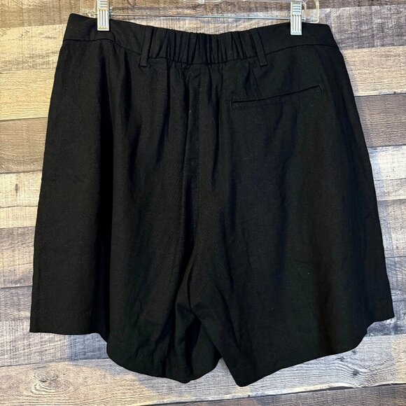 Old Navy Womens Black Jack Linen Trouser Shorts L Office Classic Academia - Picture 2 of 4